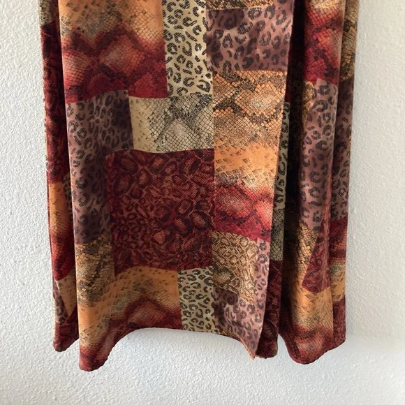 Vintage 90's Skirt Size 4 (XS) Red Multicolor Animal Print Long Artsy Retro Boho - Picture 7 of 16